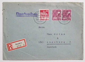Bizone 47 II (waag.Paar) + 85 auf R-Brief Kassel 18.9.1948 nach Augsburg - Picture 1 of 4