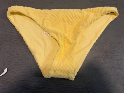 NEW yellow textured L SPACE lined swimsuit bikini bottom size small - Image 1 of 2