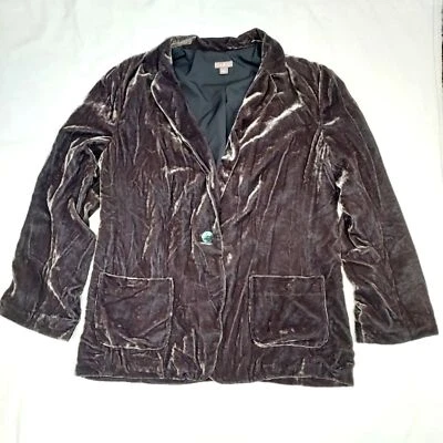 Blazer J.Jill Gris Plateado Mezcla Seda Terciopelo Triturado L Foto 1 de 4