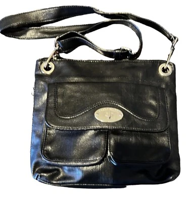Bolso Bandolera Franco Sarto Negro Cuero 44" Correa de Hombro Desmontable Foto 1 de 4