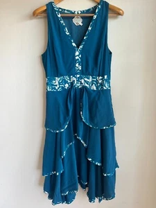 FLEURETTE By Fleur Wood Blue Flounce Dress Size 3 - Picture 1 of 4