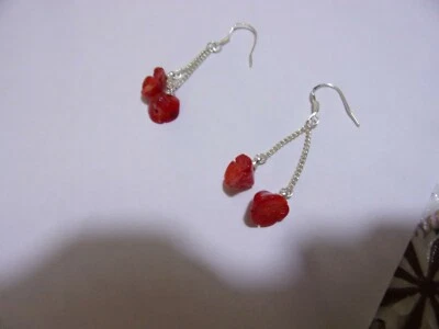 orecchini in argento con corallo naturale......... - Immagine 1 di 2