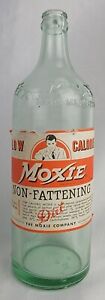 Vintage MOXIE Soda Bottle Embossed w/Paper Label