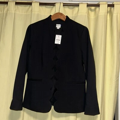 New w/tag J Crew Scalloped Front Blazer Jacket Black Size:2 $148 - Image 1 of 4