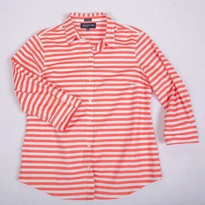 Jones New York Signature Womens Button Shirt Red Striped Size Medium - Picture 1 of 7