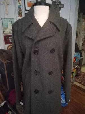 Old Navy Mens L Gray Color Poly Wool Blend Peacoat 3-11 - Image 1 of 3