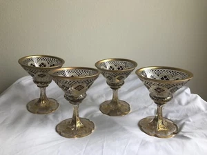 Set of Four 19th Century Bohemian Overlay Ice Cream Glasses - Picture 1 of 9