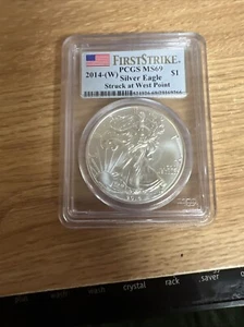 2014-W S$1 Silver American Eagle Graded by PCGS as MS69 First Strike - Picture 1 of 6