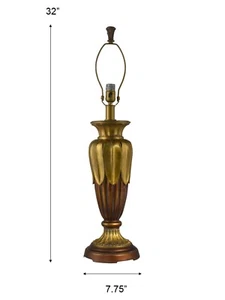 SR136-DALE TIFFANY METAL 7.75 X 32 GOLDEN LEAF LAMP BASE (REC-18"D TIFFANY LAMP) - Picture 1 of 3
