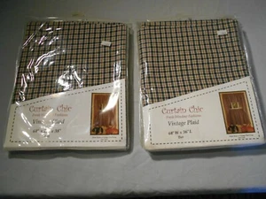 Curtain Chic Vintage Plaid 60W  x 36L Tier & 60W x 12 x 38 Swag 1 Window Set  - Picture 1 of 3