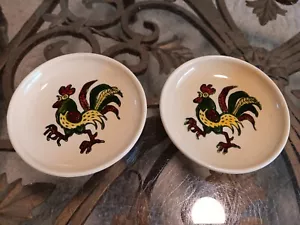 Vintage Metlox Poppytrail Provincial Green Rooster Condiment Butter Pat Dish 3” - Picture 1 of 4