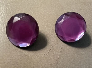 Vintage Purple Purple Glass Rhinestone Clip-on Earrings Jewelry - Picture 1 of 2