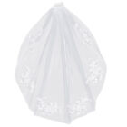 Bridal Lace Short Veil with Crystal Beads and Comb - White