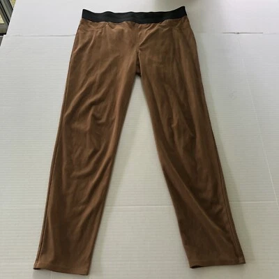 Pantalones ajustados de gamuza sintética marrón INC International Concepts talla 14 A3346 Foto 1 de 4