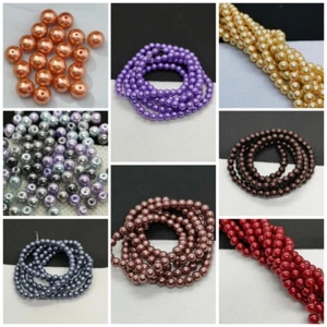 Glass Pearl Beads, Choice Of Colours And Sizes - Picture 1 of 17