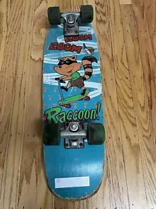 VTG 80s ZOOM ZOOM Raccoon Blue Wood Skateboard Scooter Green Wheels Trucks USA - Picture 1 of 12