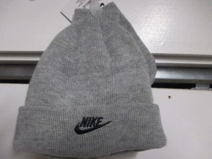 NIKE BRAND YOUTH WINTER HAT & GLOVES SET (TODDLER 12/24M) NWT GRAY & BLACK LOGO - Picture 1 of 4