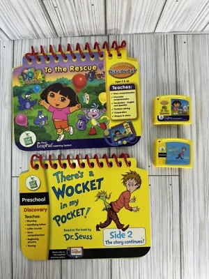 Lote de 2 libros y cartuchos My First Leap Pad preescolar Dora & Dr. Seuss Foto 1 de 4