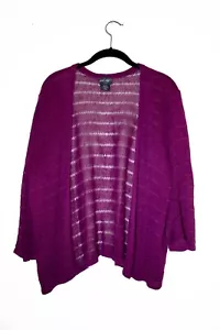 Lord & Taylor Purple Linen Loose Knit Sweater Open Front Size 2X barely worn - Picture 1 of 9