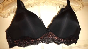 Triumph Black Mix Amourette Charm P Preformed Cup Wire-Free Bra Size 36A πΈπΊ - Picture 1 of 17