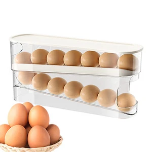 Double Layer 12 Grid Egg Storage Box Keeper for Refrigerator Stackable Container - Picture 1 of 12