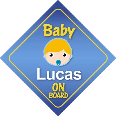 MYBABYONBOARD UK Baby Lucas Bord Autoschild *Auswahl der Haarfarben*