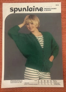 WOMENS MOHAIR DOLMAN CARDIGAN JACKET 30”-40” VTG 80’s KNITTING PATTERN 7012 - Picture 1 of 2