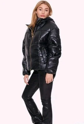 Womens L Nike Therma Fit Black Puffer Hooded Oversized Jacket (24"x26") - Image 1 of 4