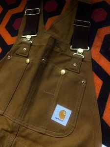 Vtg Carhartt Insulated Bibs BRN 36 x 30 measured union made USA - Picture 1 of 9