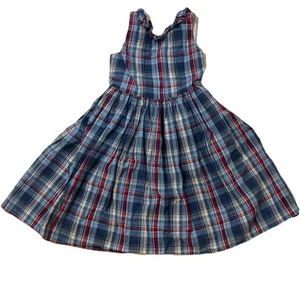 Papo d’ Anjo Little Girls 5 Plaid Sleeveless Dress Ruffled Neck - Picture 1 of 8