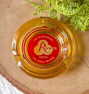 Vintage The Magnificent Riviera Hotel Las Vegas Nevada Braunglas Aschenbecher - Bild 1 von 3