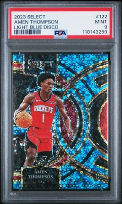 2023-24 Panini Select Amen Thompson #122 Rookie Light Blue Prizm 79/99 PSA 9 - Image 1 of 2