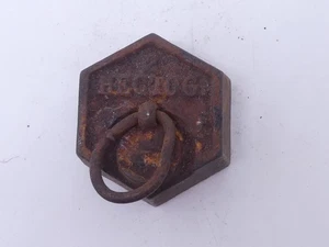 altes 2 Hectog 200 gramm Gewicht Krämer Kaufmann Eckige Form mit Ring Frankreich - Picture 1 of 4