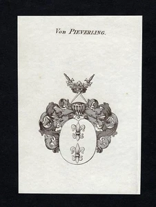1820 Pieverling Wappen Adel coat of arms heraldry Heraldik Kupferstich engraving - Bild 1 von 1