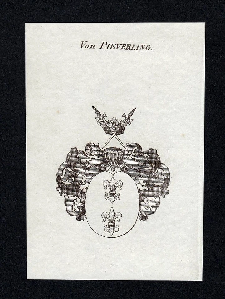1820 Pieverling Wappen Adel coat of arms heraldry Heraldik Kupferstich engraving - Bild 1 von 1