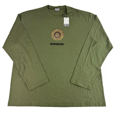 Camiseta de Colección Y2K Iceberg Jeans Para Hombres Manga Larga Camiseta Gráfica Hecha en Italia XXL Nueva con Etiquetas Foto 1 de 4
