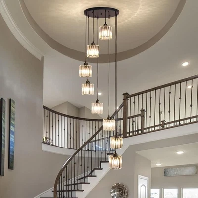 High Ceilings Long Chandeliers Modern Crystal Long Pendant Light,Long Raindrop H - Image 1 of 4