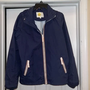 Boden Girls Raincoat, Size 15 - 16 Youth, Navy Blue Full Zip Hood Pockets - Picture 1 of 7