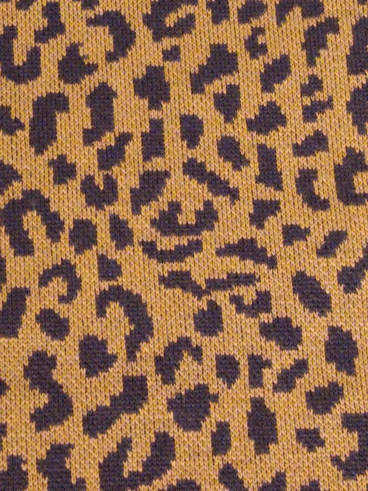 SWEATER KNIT FABRIC animal print leopard cheetah black gold 6 yards 66 wide vint - Image 1 of 4