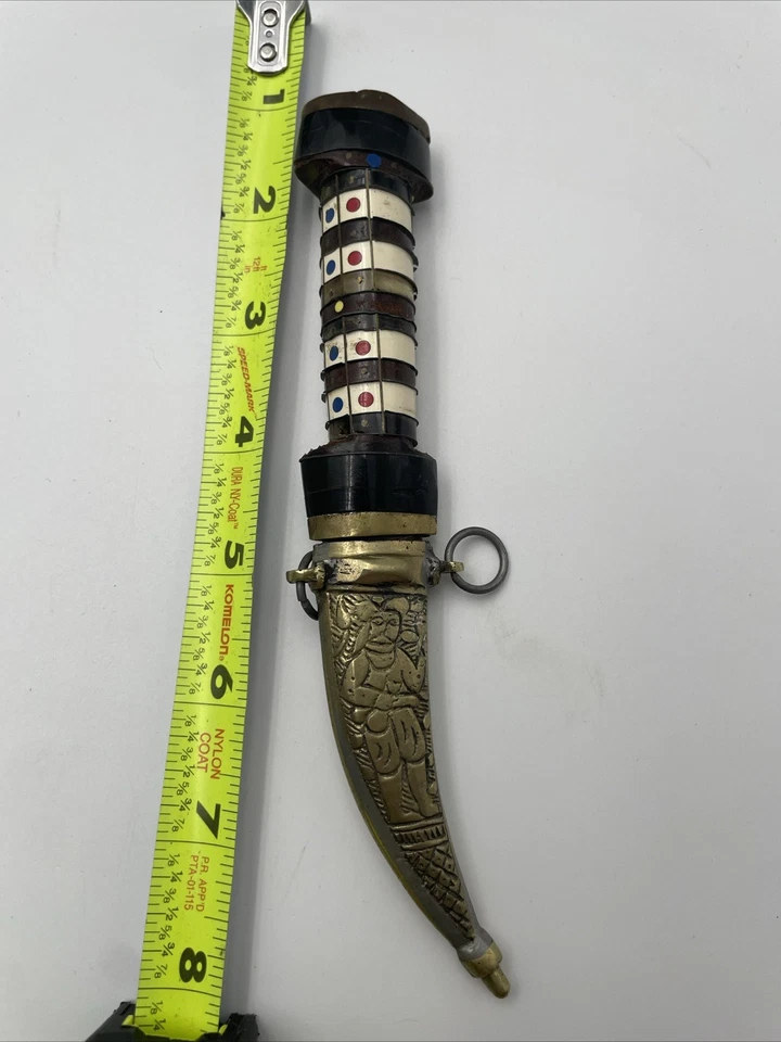 Decorative Inlay Handled Dagger With Engraving On Blade  - Image 1 of 4