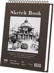 Sketch Book 9x12 Inch Top Spiral Bound 100 Sheets Acid Free Art Drawing Pad - Picture 1 of 9