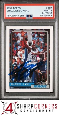 1992 TOPPS #362 SHAQUILLE O'NEAL RC HOF PSA 9 DNA AUTOMÁTICO 10 - Imagem 1 de 3