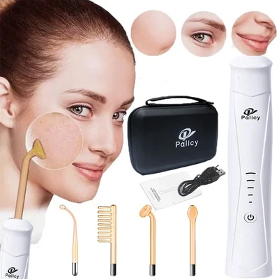 Dispositivo de varita de piel facial de alta frecuencia con 4 tubos de vidrio para cara barbilla cuello cabello Foto 1 de 4