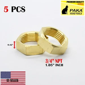 5 pcs Solid Brass Hex Nuts 3/4” NPT Female Thread - Picture 1 of 1