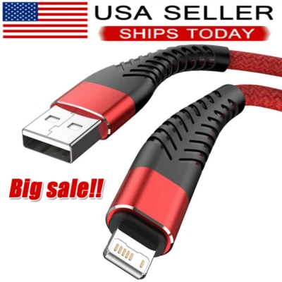 Cable Cargador Rápido Trenzado Resistente USB Lote Cable Para iPhone 14 13 12 11 X XR 8 Foto 1 de 4