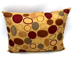 Pier 1 Embroidered Circles Accent Throw Pillow Fall Colors 18" x 10" - Picture 1 of 5