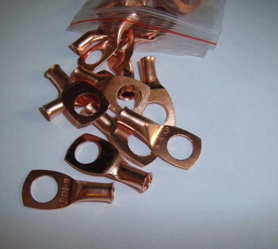 (4) Wire Ring Terminal Copper 8 AWG Gauge 3/8" Connectors Car Audio Terminals - Image 1 of 1