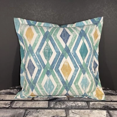 Allen+Roth Outdoor Throw Pillow Paxton Zest Geometric Pattern 18 Inch Square - Image 1 of 4