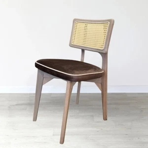 Bespoke Handmade Restaurant & Dining Chair with Wooden Legs, Rattan - Picture 1 of 2