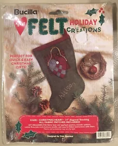 New Bucilla Christmas Stocking Kit #83600 14" Heart Felt Applique, w/warranty - Picture 1 of 4